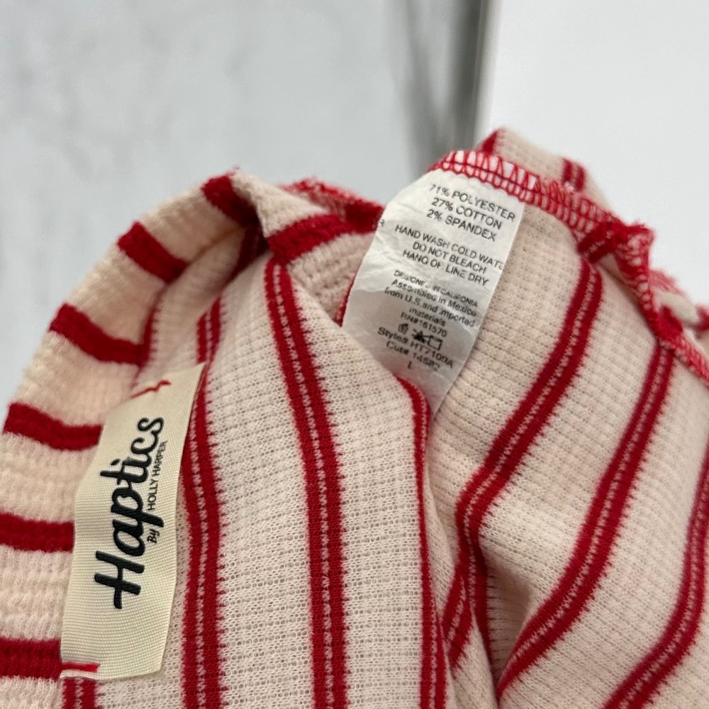 Haptics Boutique Holly Harper Red Stripe Cream Striped Oversized Boxy T Shirt L - Picture 7 of 8